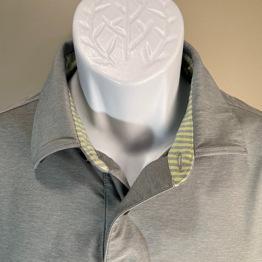 ⛳ FootJoy FJ Men’s Golf Polo Shirt M Gray Yellow Trim EUC 🏌️‍♂️